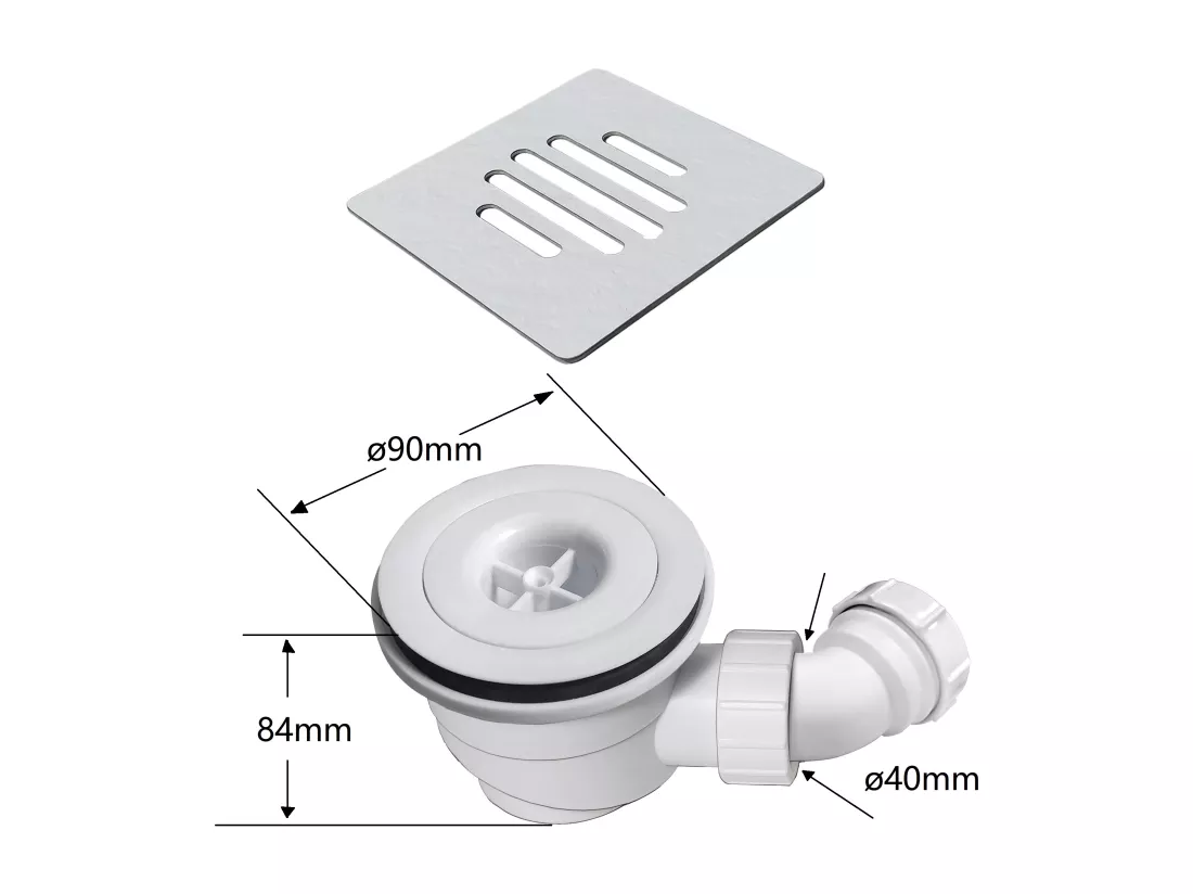 Aica receveur de douche Rectangulaire 140x90x3cm,Extra plat Blanc antidérapant ,Receveur extra-plat à poser ou à encastrer,avec une grille en ABS