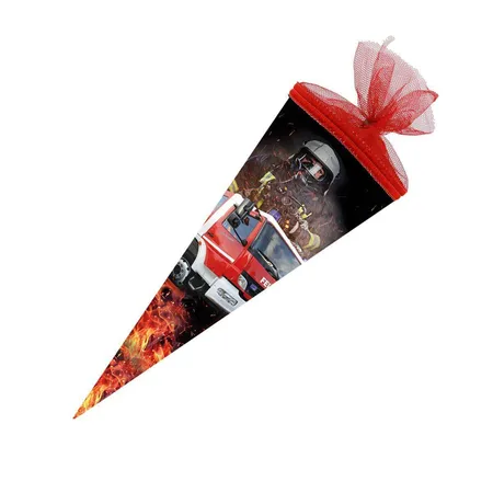 Nestler Schultüte Feuerwehr 2019, 22 cm rund, Tüll