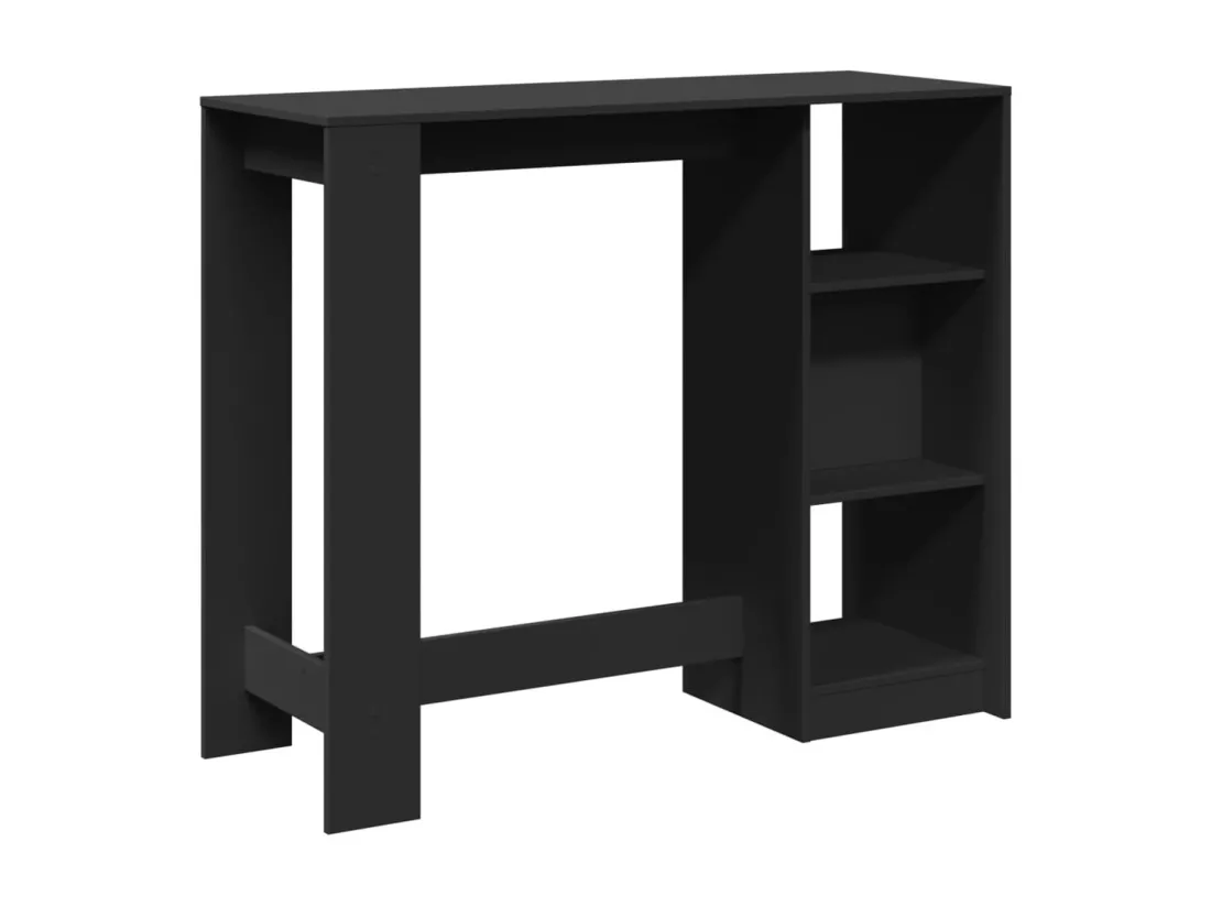 Table de bar avec étagère noir 124x46x103,5cm bois d'ingénierie