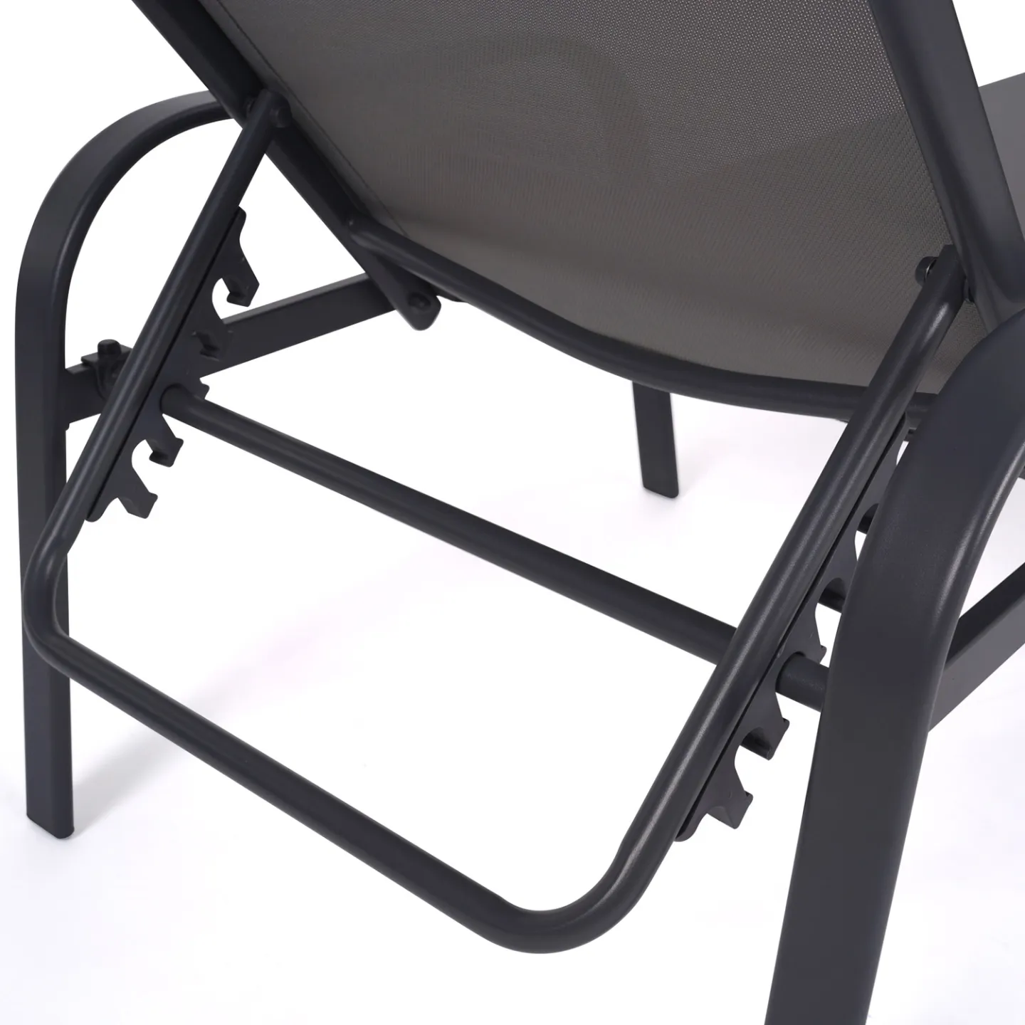 Lot de 2 transats de jardin inclinables FIDJI en acier gris anthracite et toile grise