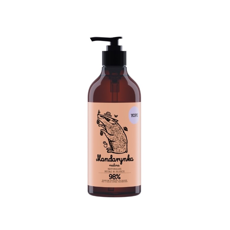 YOPE natürliche flüssige Handseife Mandarine und Himbeere 500 ml