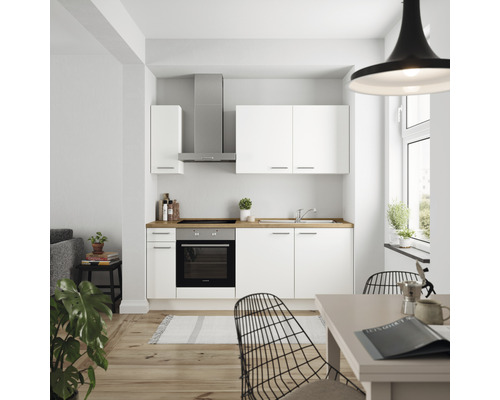 Nobilia Elements keukenblok met apparatuur Urban 210 cm alpinewit mat voorgemonteerde variant links 4004539052208
