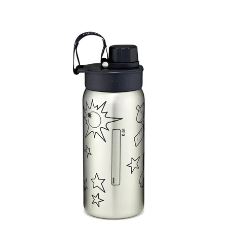 ergobag Edelstahl Trinkflasche Schwarz, 500 ml