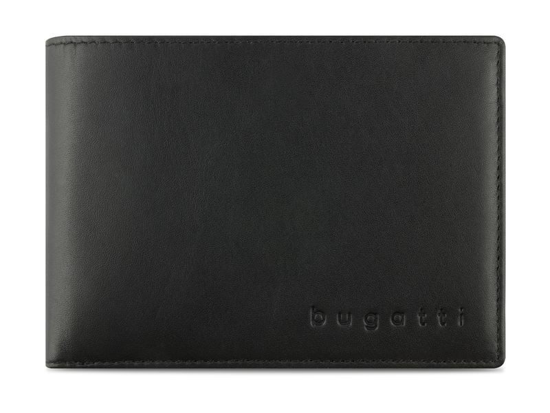 Bugatti Portemonnaie Super Slim Schwarz Einzigartige, vollständig handgefertigte Brieftasche
