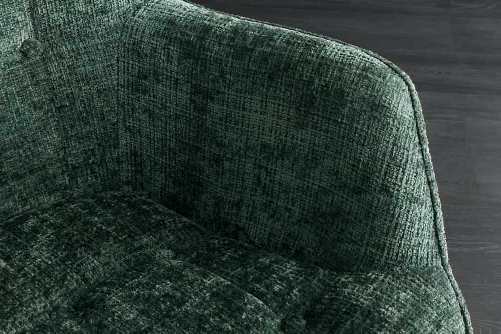 Design Sessel SCANDINAVIA grün Chenille Cremona schwarz Metall mit Armlehne