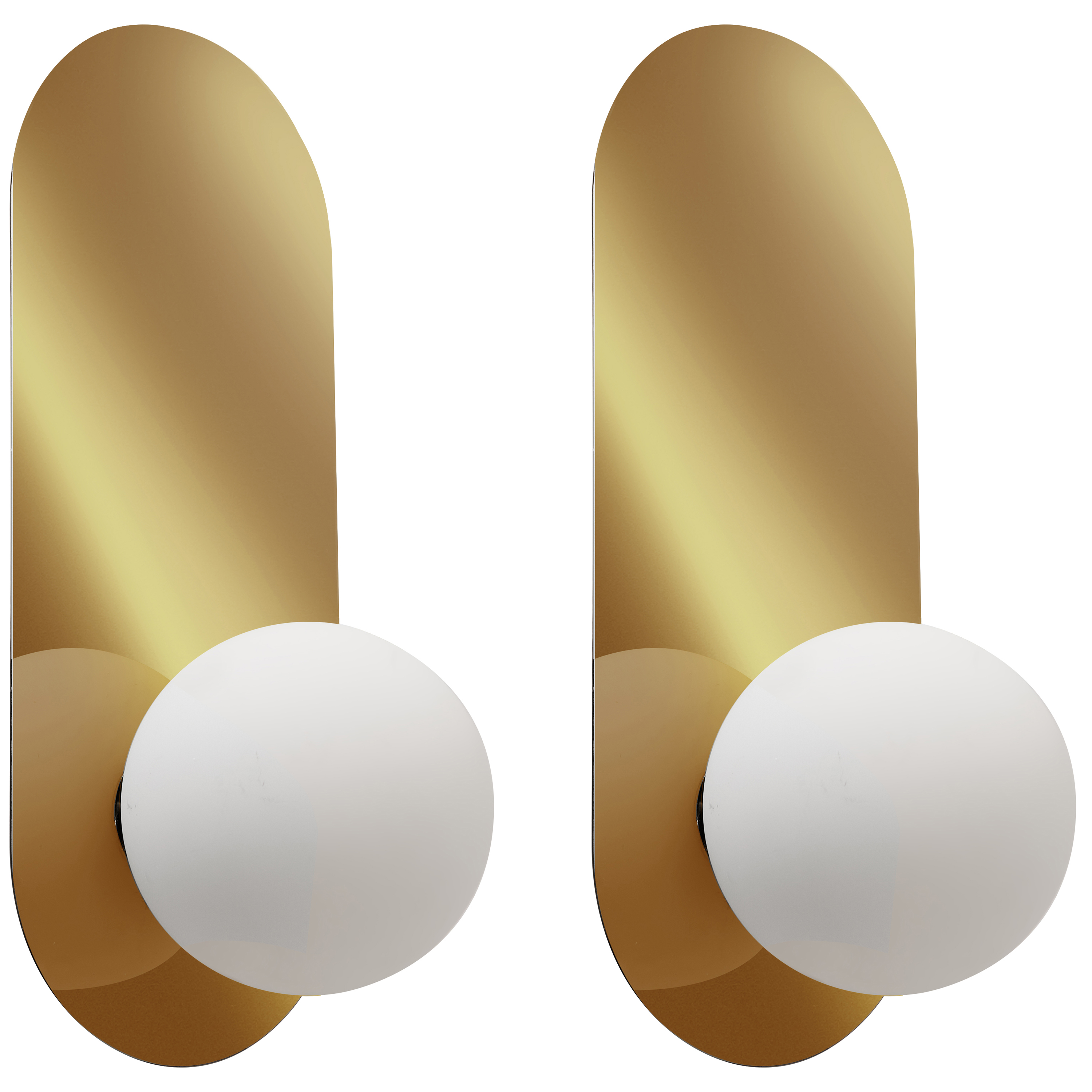 Beliani - LEISI - Wandlampen set van 2 - Goud - Opaalglas