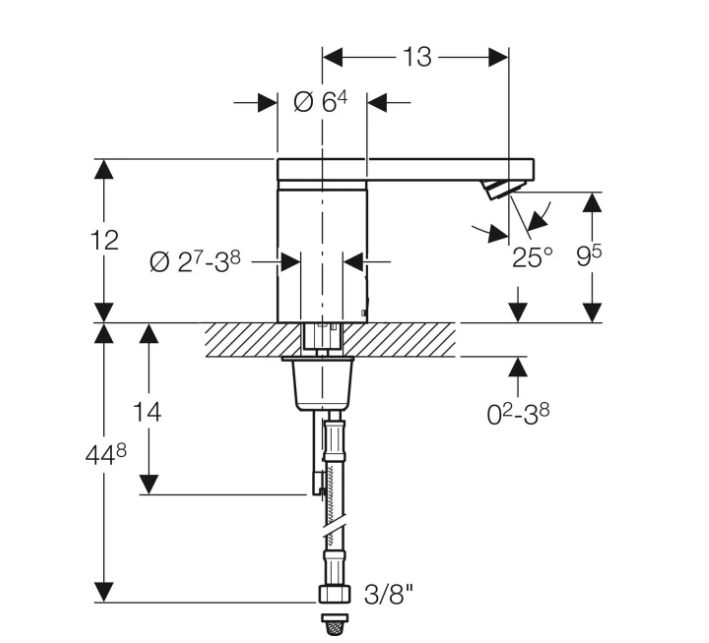Geberit Hytronic 86 1-gats wastafelkraan koud en warm water zonder mengknop chroom