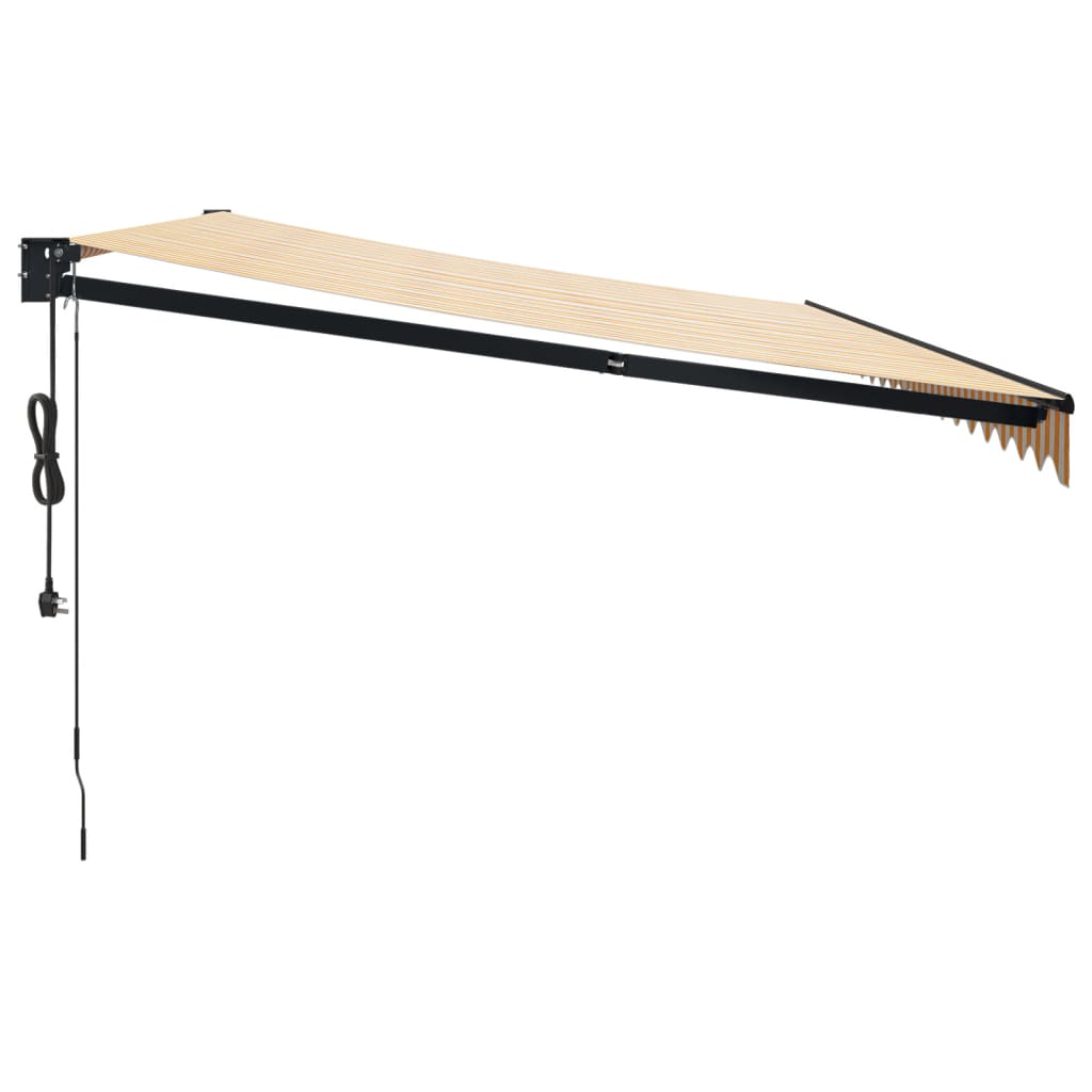 Auvent rétractable automatique jaune et blanc 5x3 m