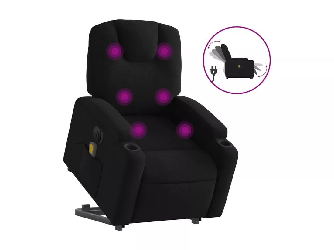 Fauteuil inclinable massant électrique Noir Tissu