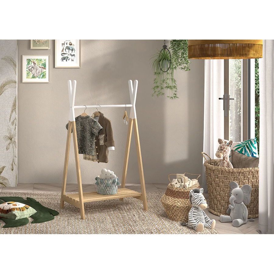 VIPACK Kleiderständer Kiddy mit Ablage naturweiß