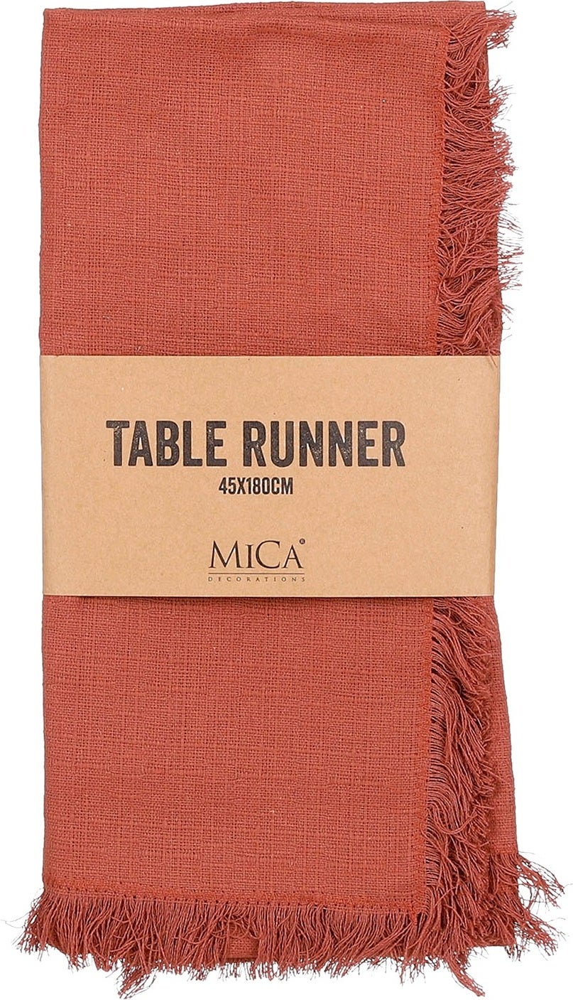 Mica Decorations tafelloper Villia bruin 180 x 45 cm