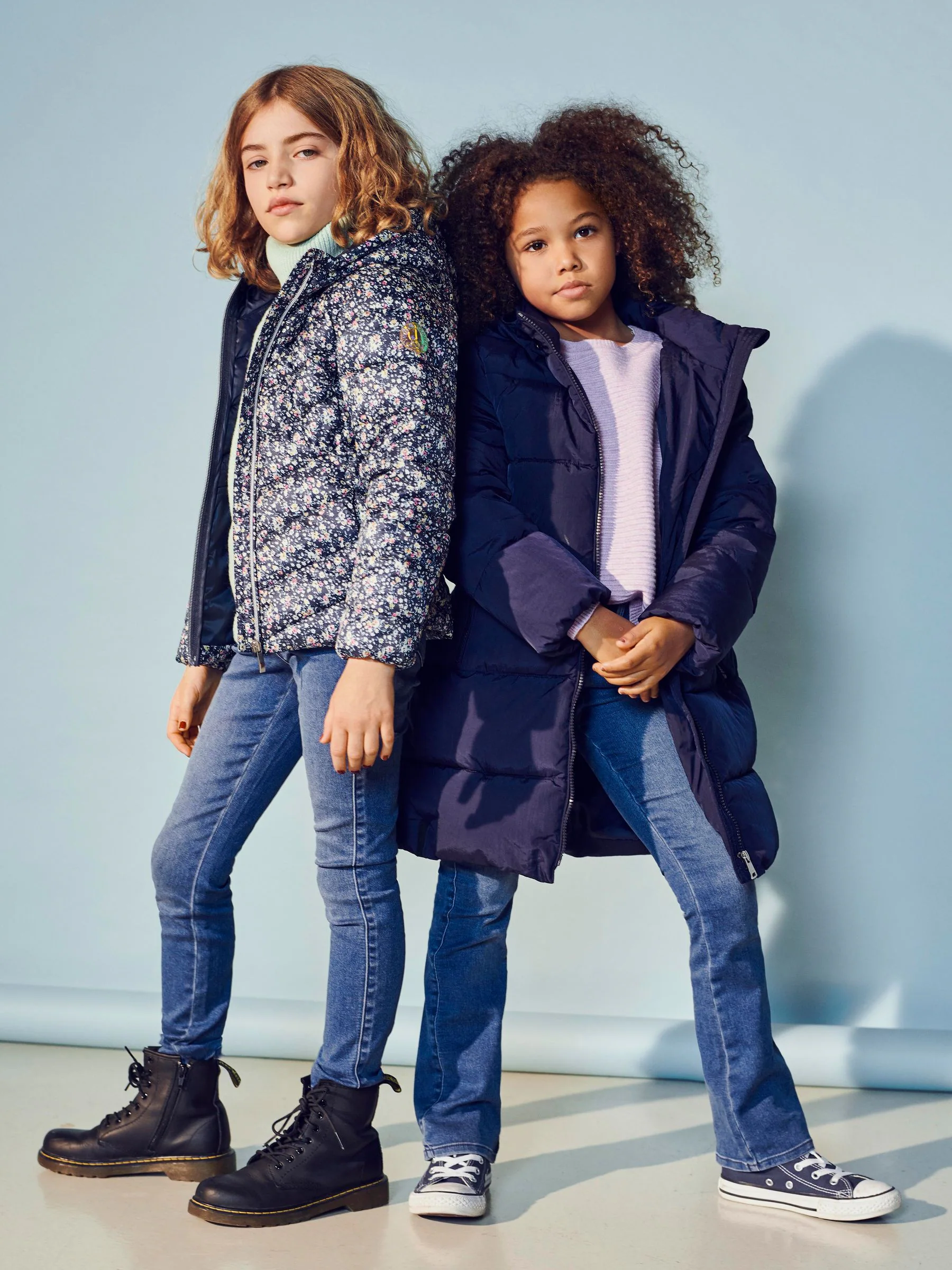 Normaal blauw - ONLY - Kinderjeans met uitlopende pijpen en verstelbare taille