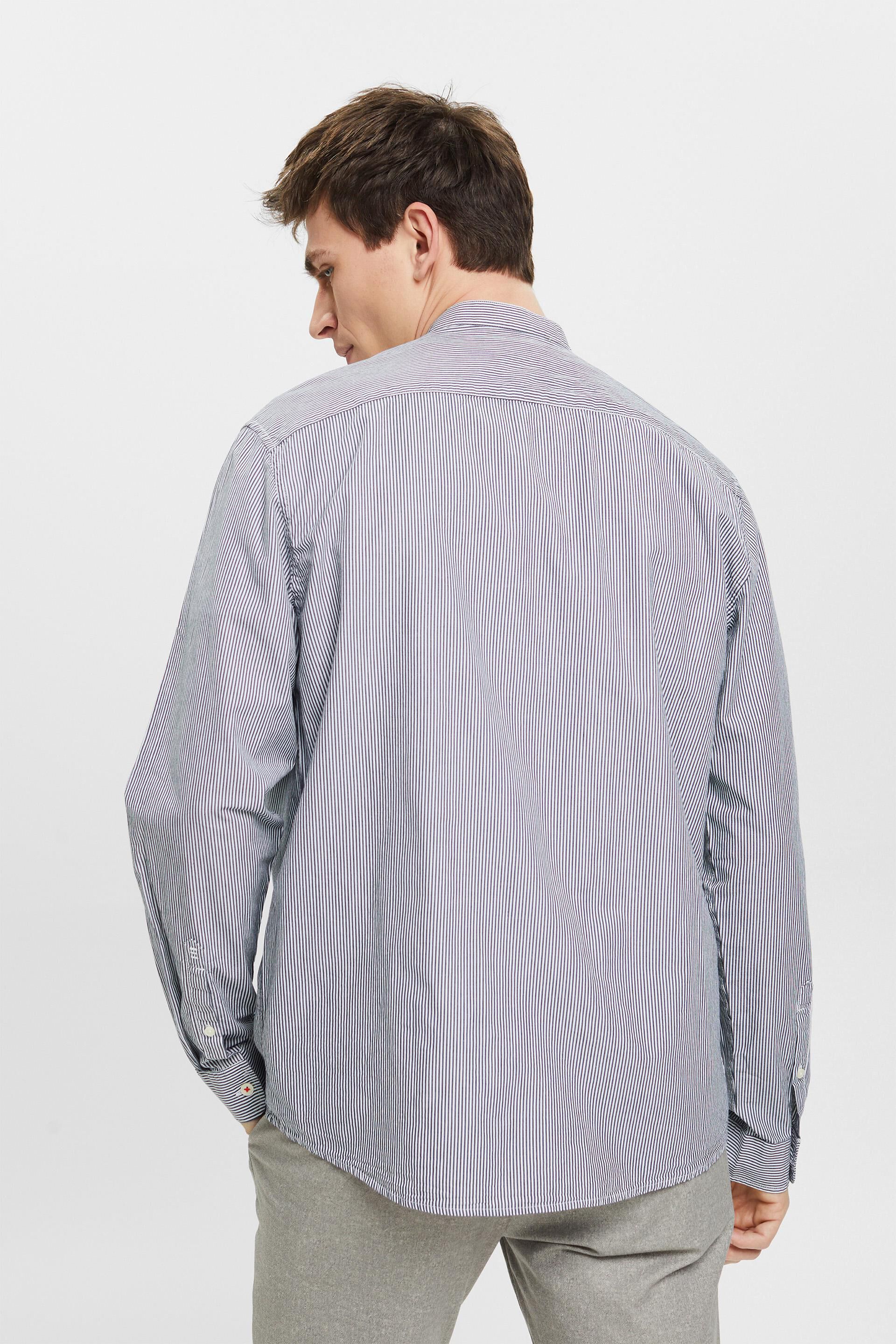 Chemise en coton à rayures tennis et col Mao