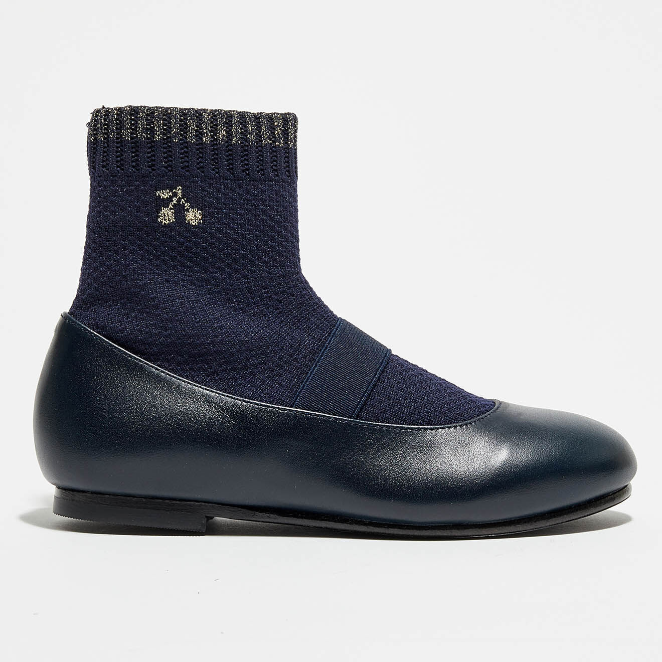 Bonpoint Ballerines en Cuir avec chaussettes Lula marine