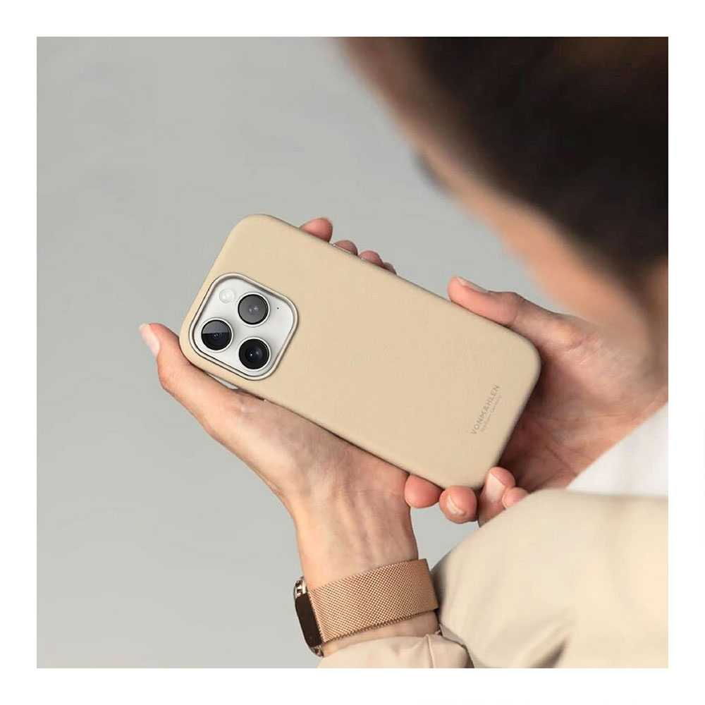 iPhone 16 Pro MagSafe Schutzhülle Like Leather Case aus Recycelten Materialien (ELC00011) - Beige
