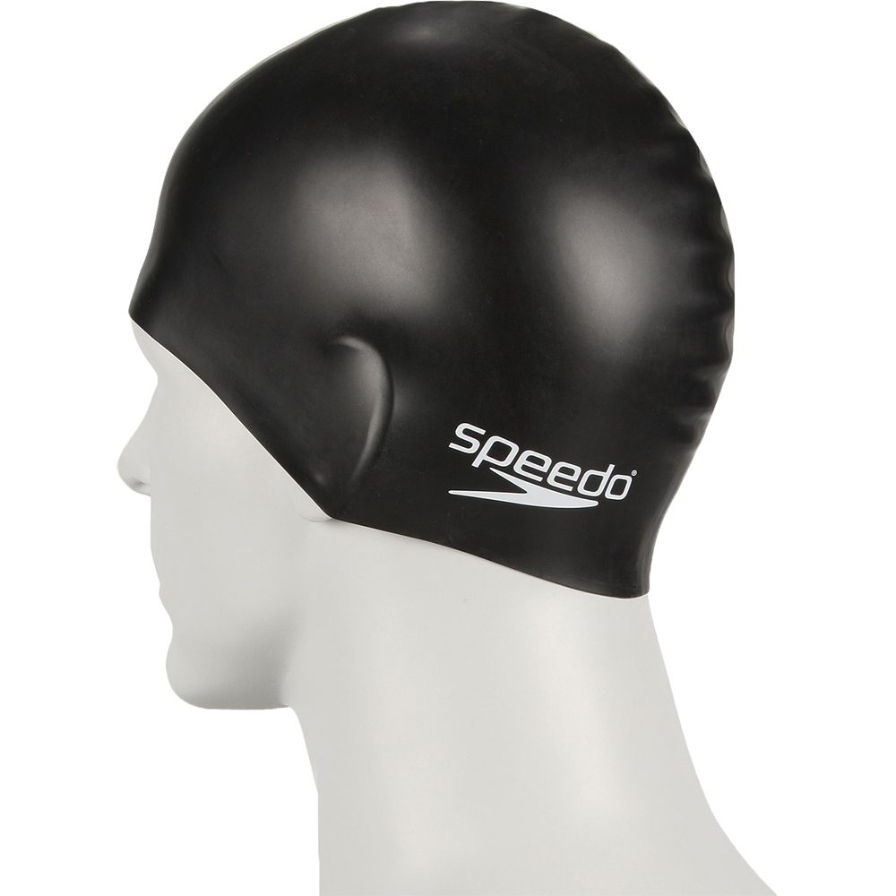 Speedo Plain Moulded Silicone Junior Badekappe Kinder schwarz