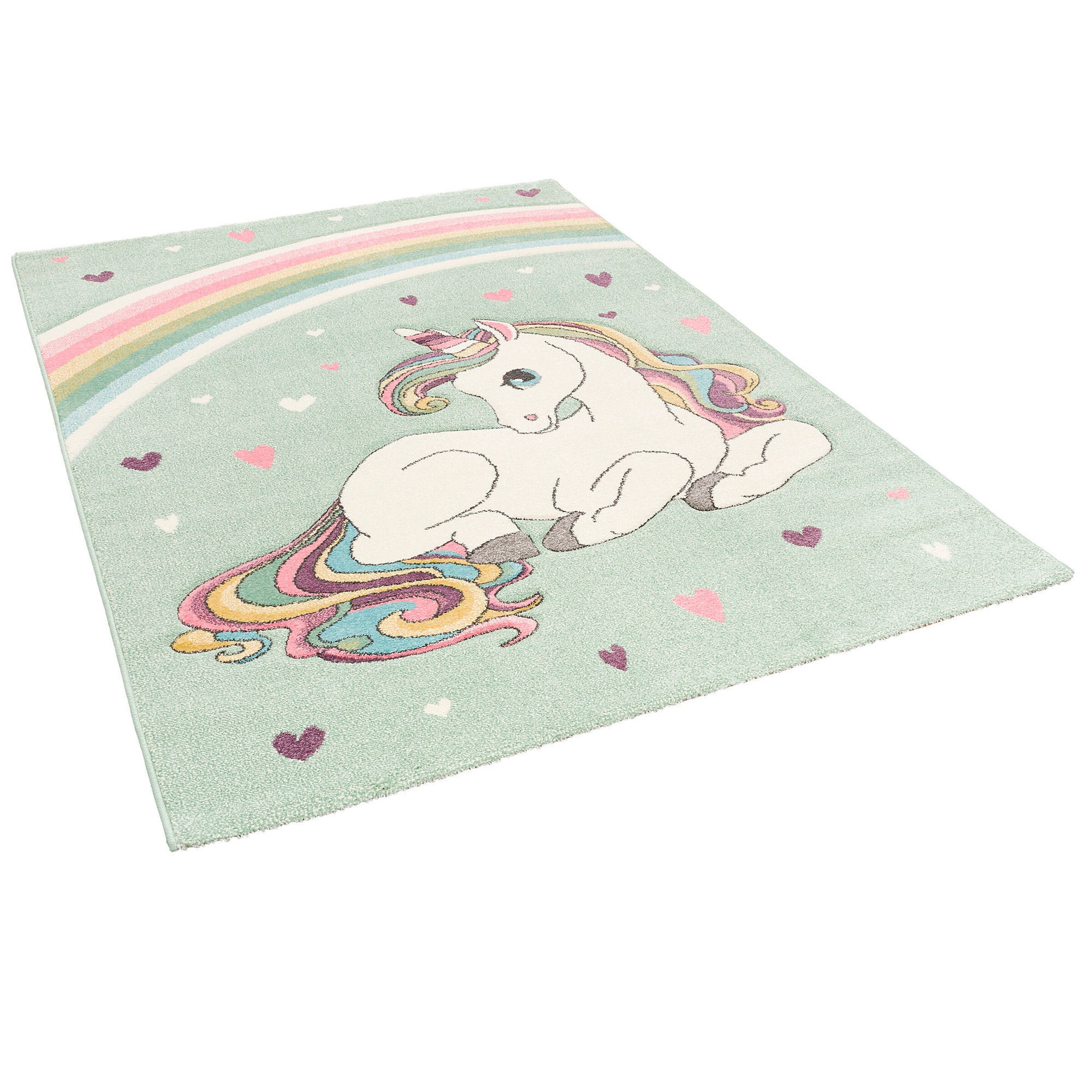 Pergamon Kinder Teppich Maui Kids Einhorn Pastell Mintgrün