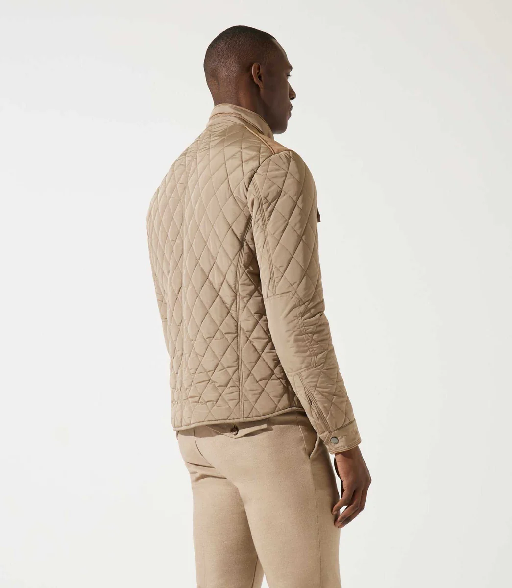 Blouson surchemise à col montant matelassé taupe MACEO