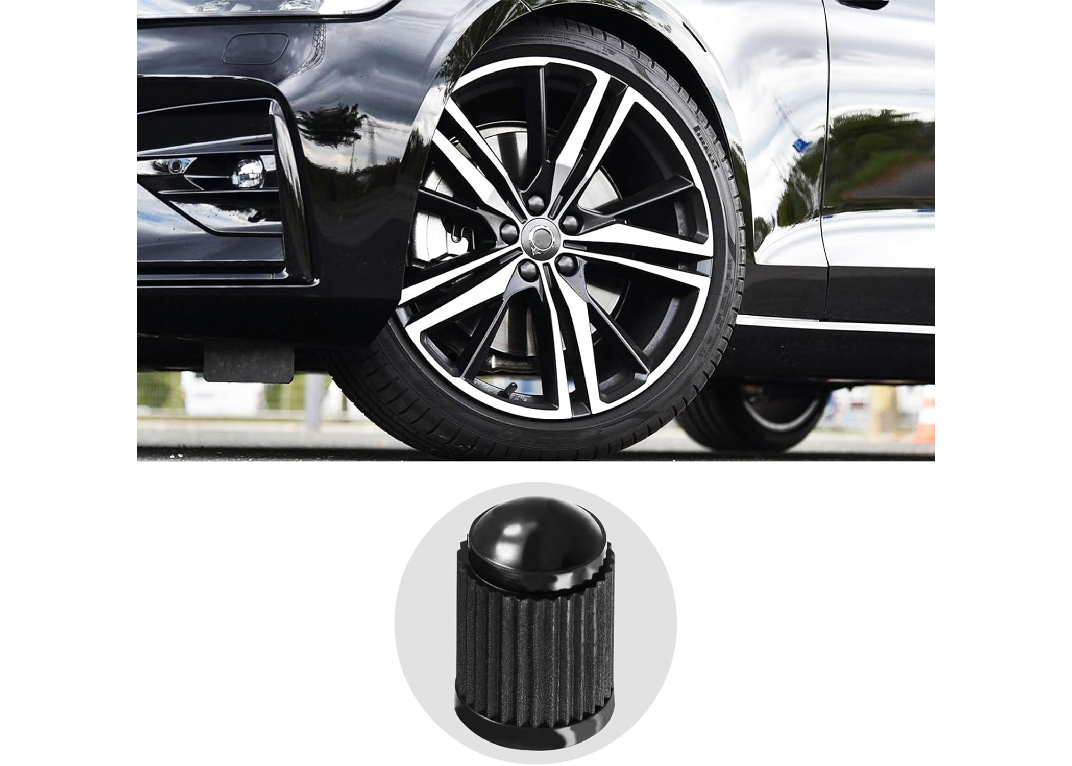 (20er Set) Universal KFZ Auto Reifenventilkappen mit O-Ring Dichtung / Staub und Korrosionsschutz für Auto / Motorrad / Fahrrad - Schwarz