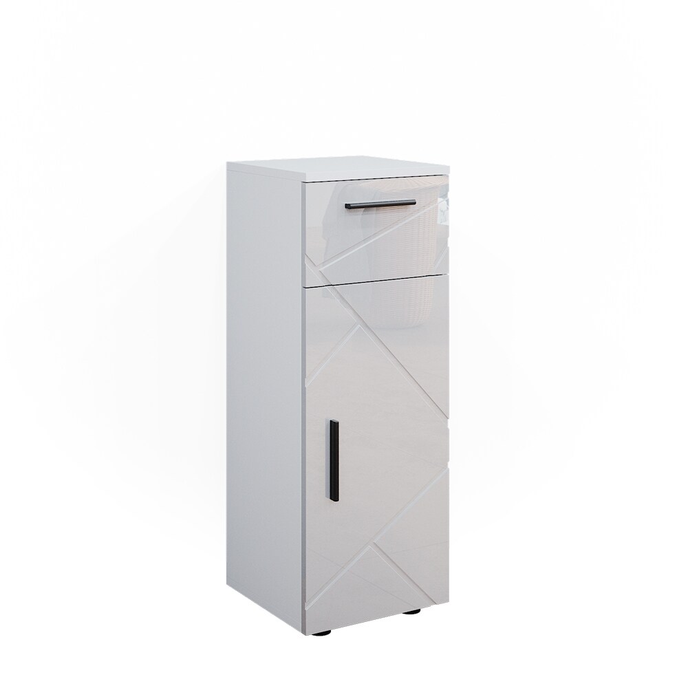 Vicco Midischrank Badschrank Badezimmermöbel Irma Weiß Hochglanz modern 30x81 cm Badezimmer Schrank Badmöbel Schranktür Schrankfach Schrankschublade Ablage Aufbewahrung