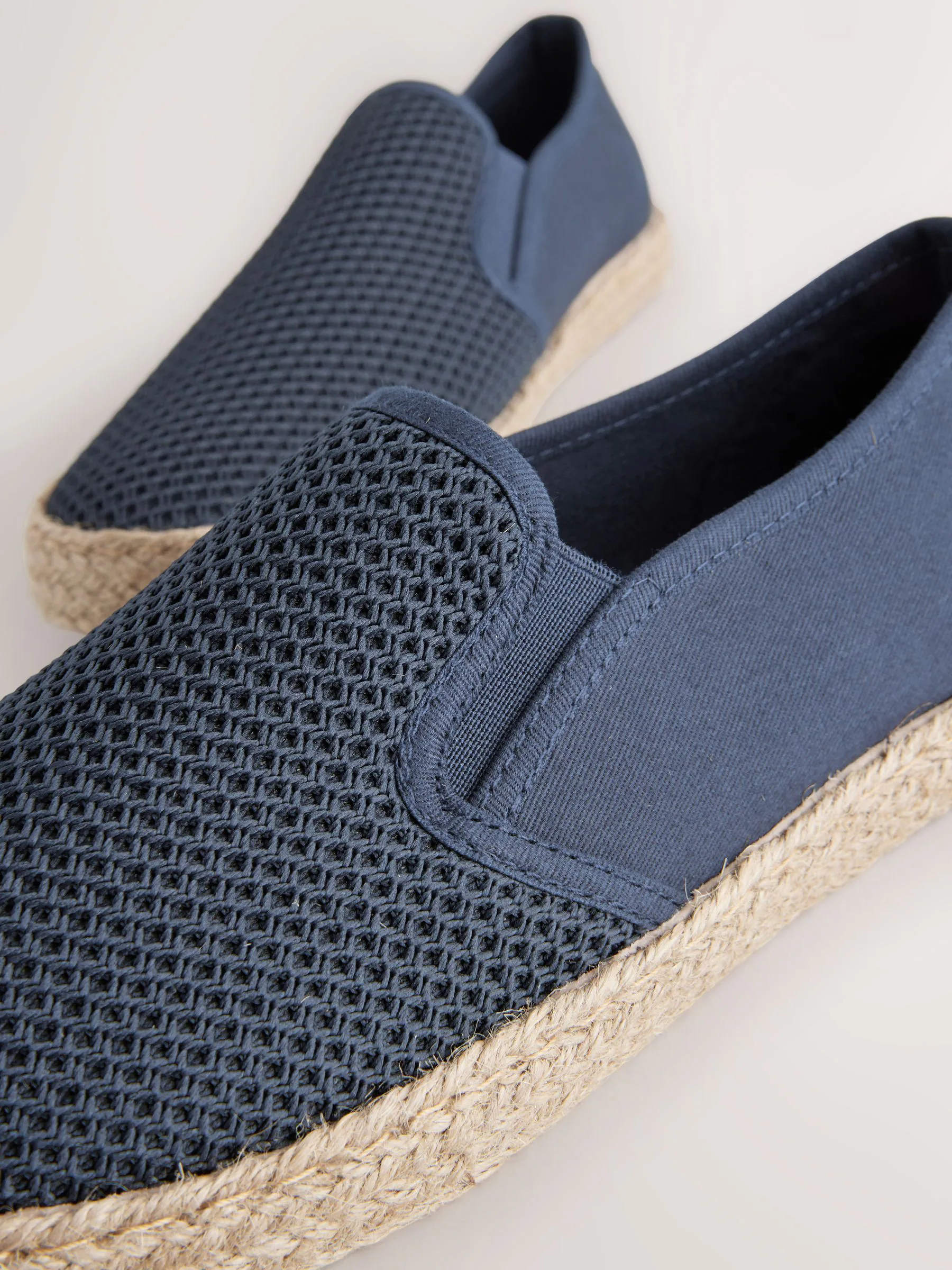 Donkerblauw - Espadrilles met textuur