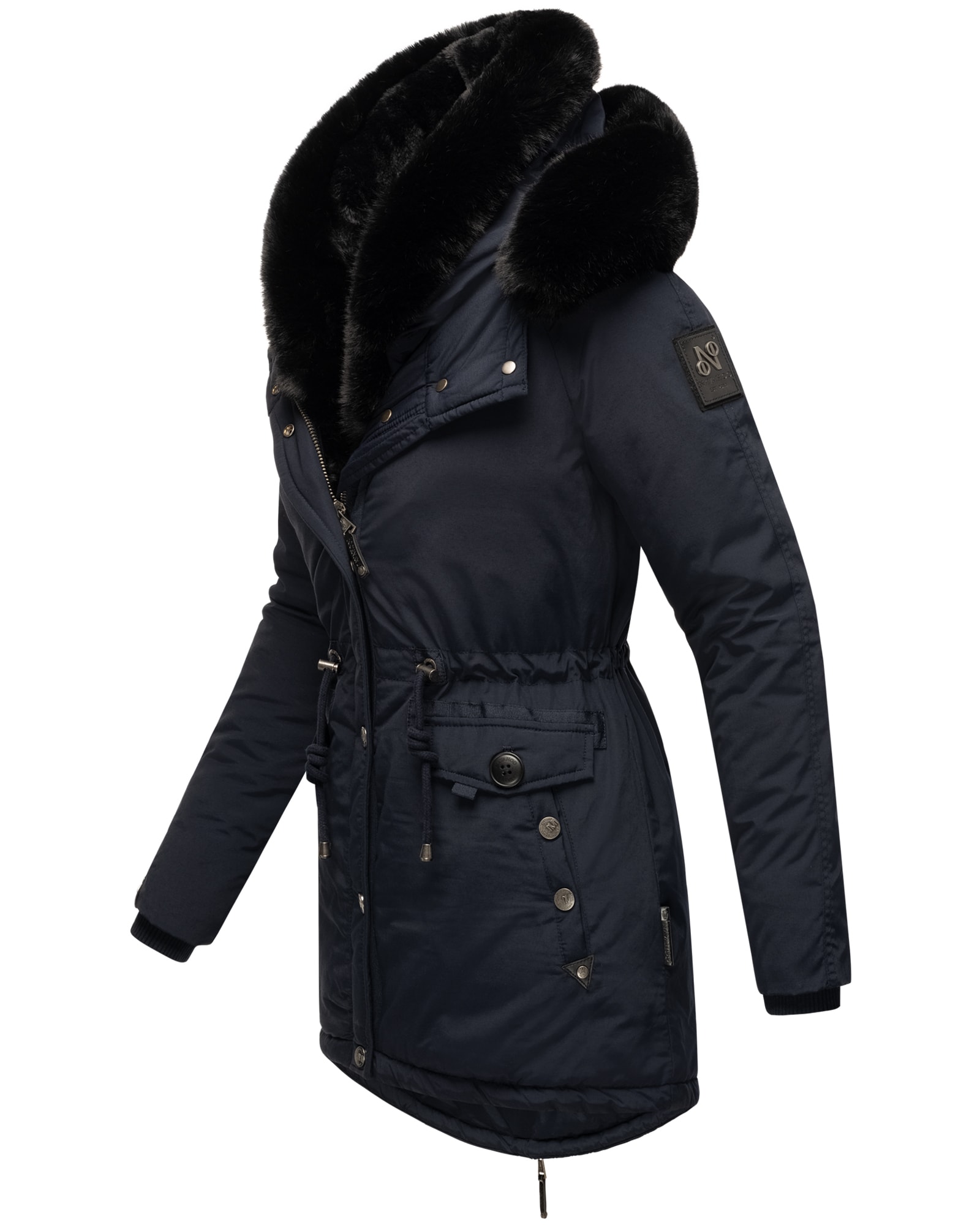 NAVAHOO Damen Wintermantel Winterparka Gefüttert mit 2 Kunstpelz-Kapuzen Sweety Deluxe