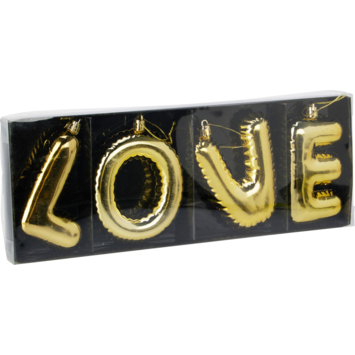 Kerstdecoratie ophangletters rood goud glas per woord/stuk