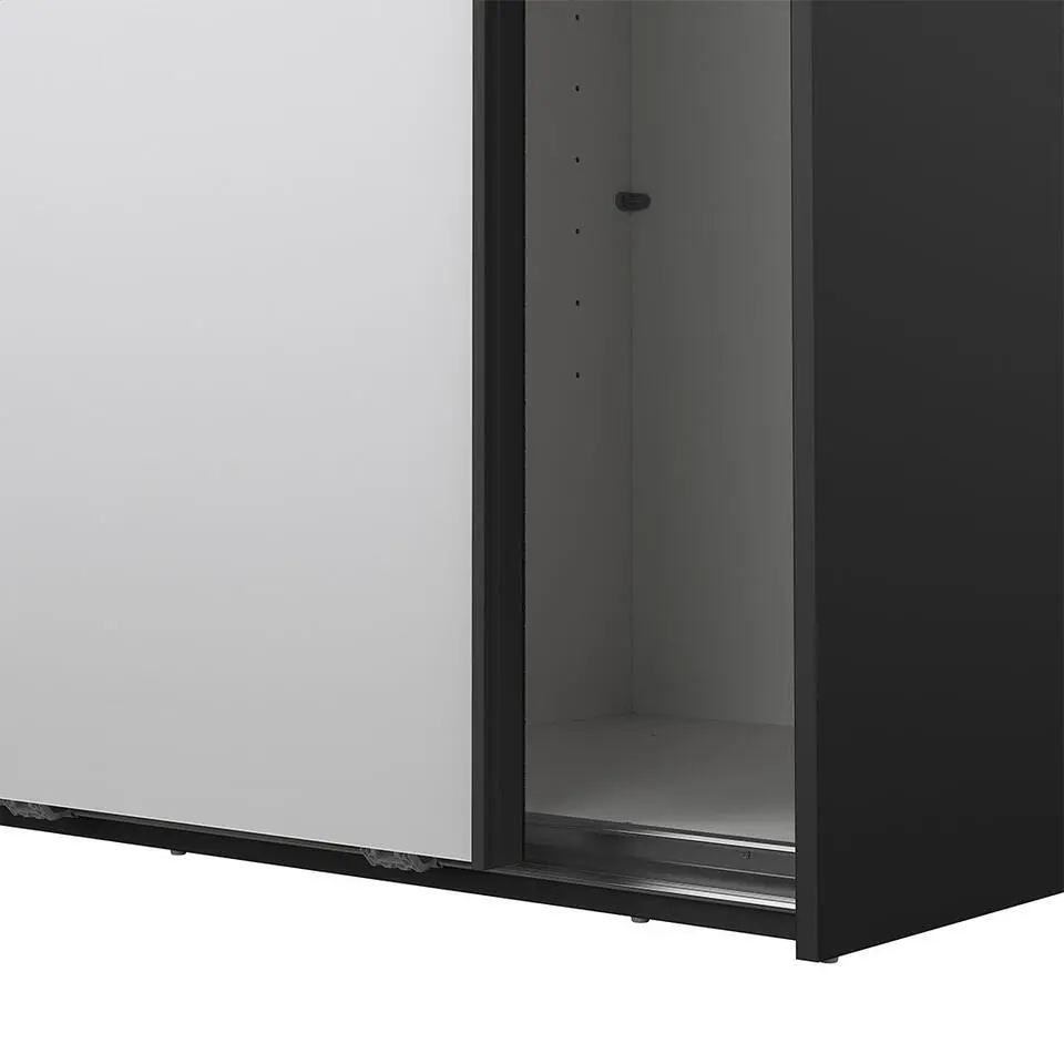 Hioshop Catania schuifdeurkast 2 deuren met spiegel 120x200cm mat zwart