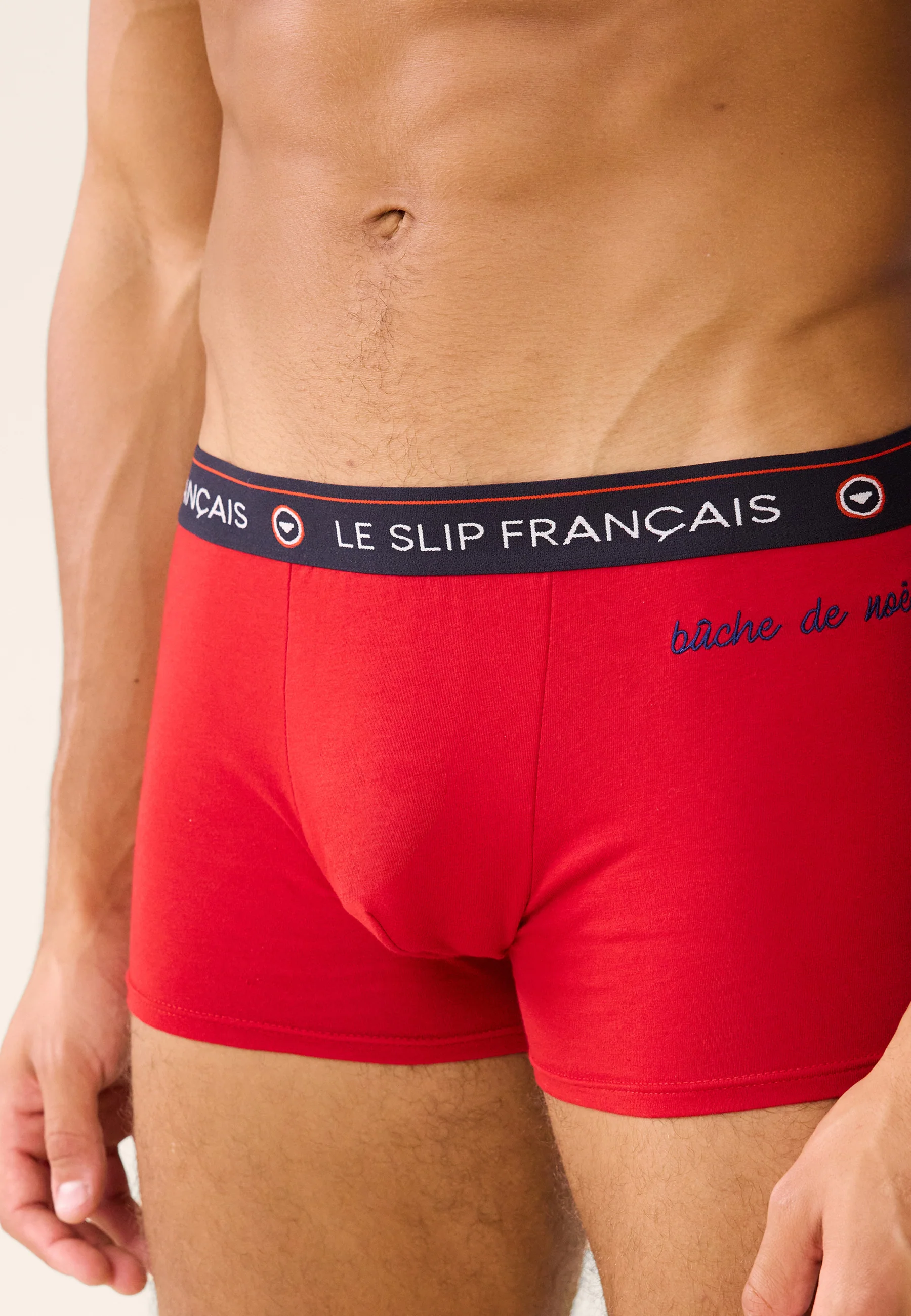 Boxer en coton-Redoutable Rouge Cerise Buche De Noel