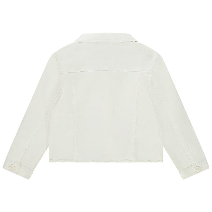 Veste en jean style worker finition raw cut pour fille - Ecru
