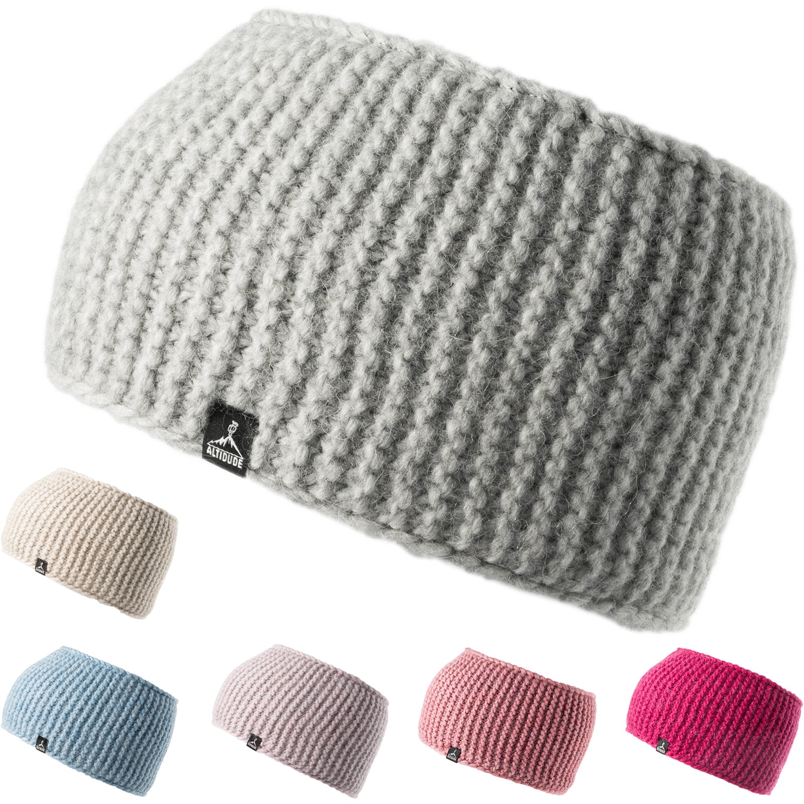 ALTIDUDE Merino Stirnband Cloud Grob Strick Kopfband Ohren Schützer Alpaka Wolle Farbe: beige