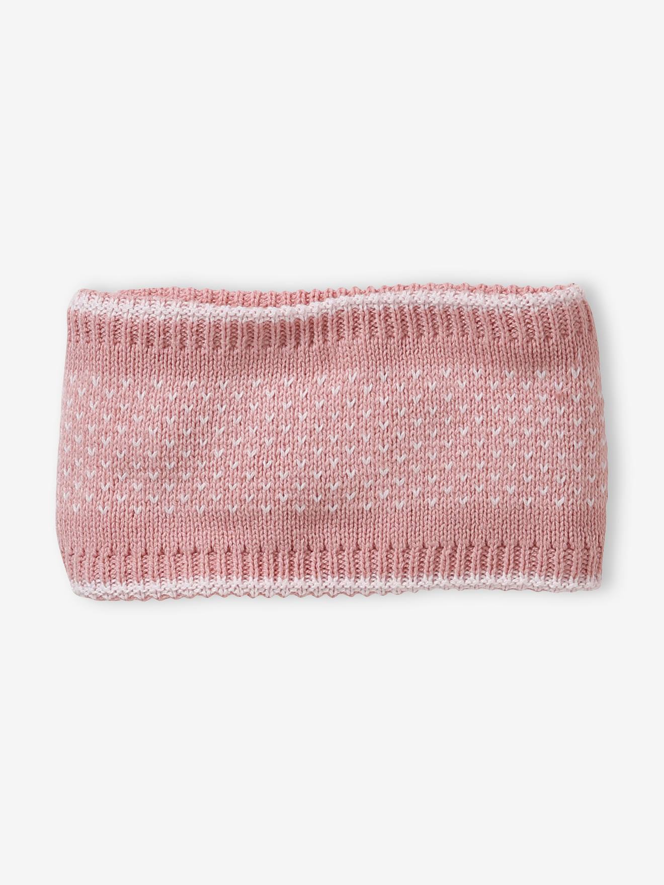 Conjunto de malha jacquard: gorro + cachecol + luvas, para bebê menina, rosa claro, bicolor/multicolorido