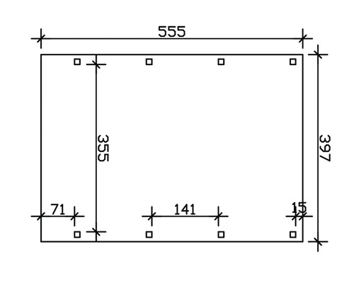 SKAN HOLZ Friesland enkele carport inclusief aluminium dakpanelen en H-paalankers, 397 x 555 cm, notenhout