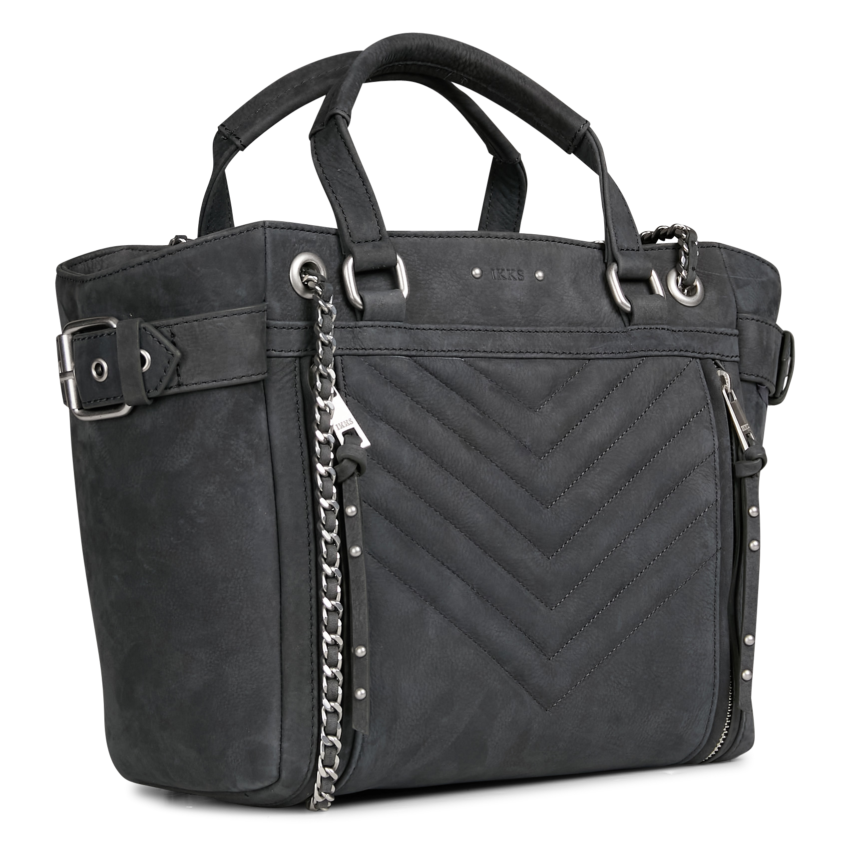 1440 - Cabas en cuir velours| Gris