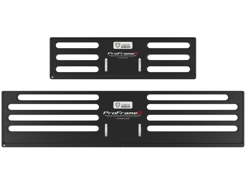 GREY SHEEP. Kennzeichenhalterset ProFrame 2, KFZ-lang, Dark Nummernschild-Set 30 x 8 cm und 50 x 11 cm