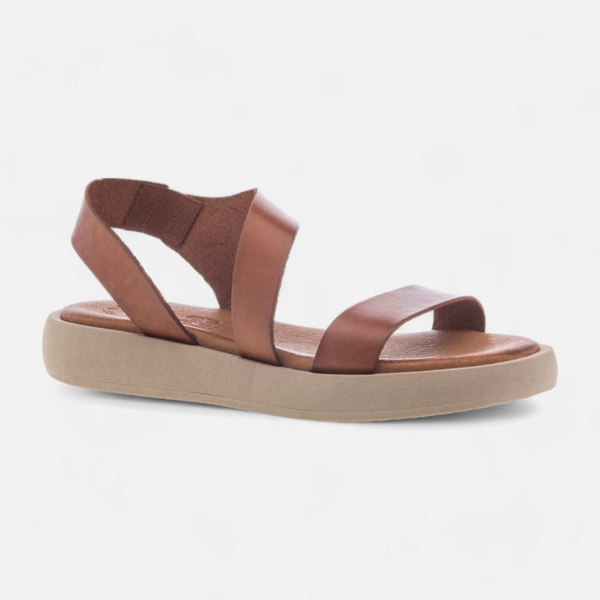 Sandales Femme en cuir cognac