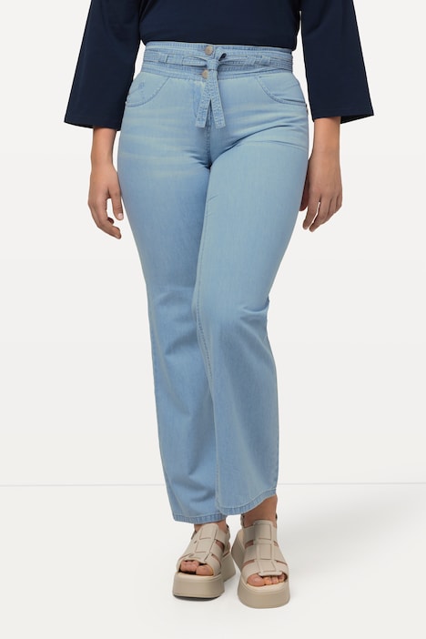 Jeans Mary, ausgestelltes Bein, Elastikbund, Bindegürtel