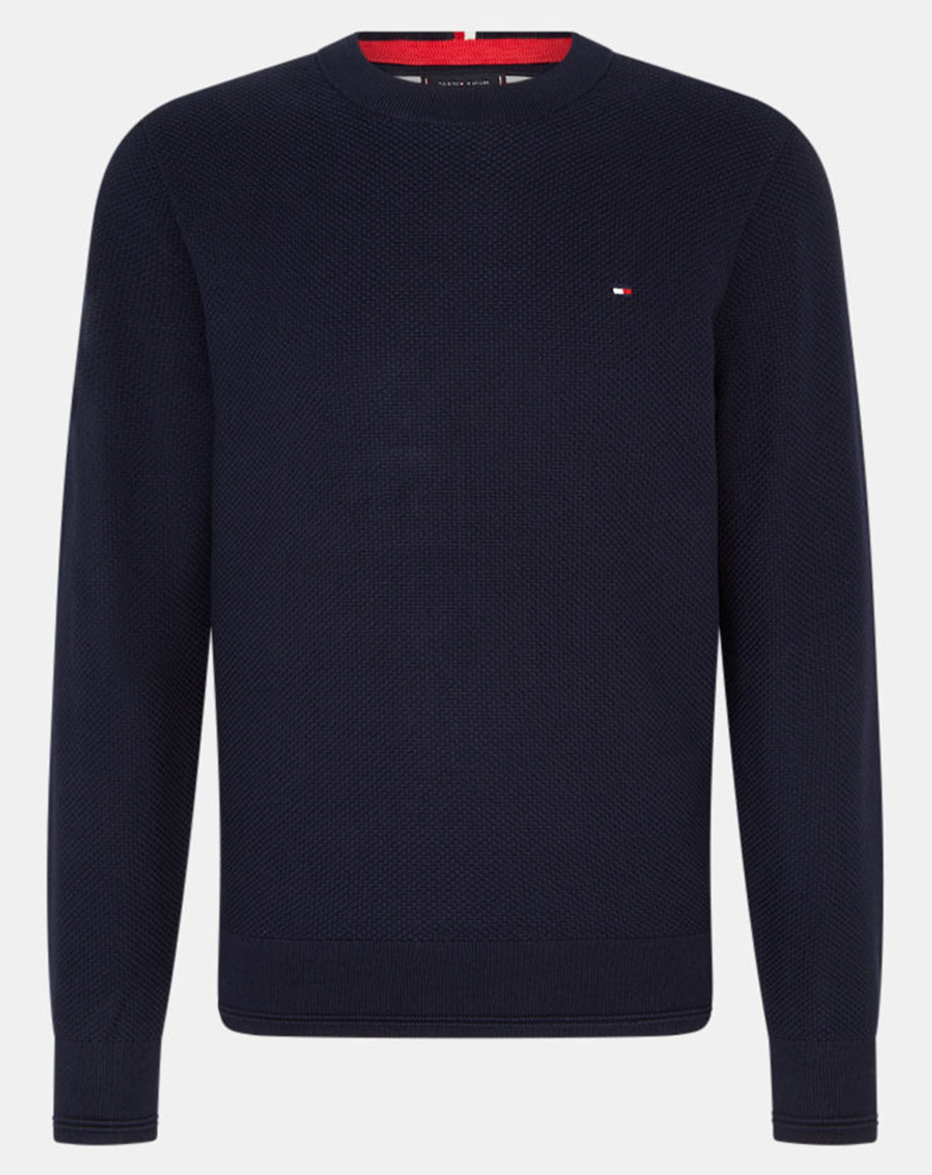 Tommy Hilfiger Pull 100% Coton Bio Basket Weave Structure bleu marine