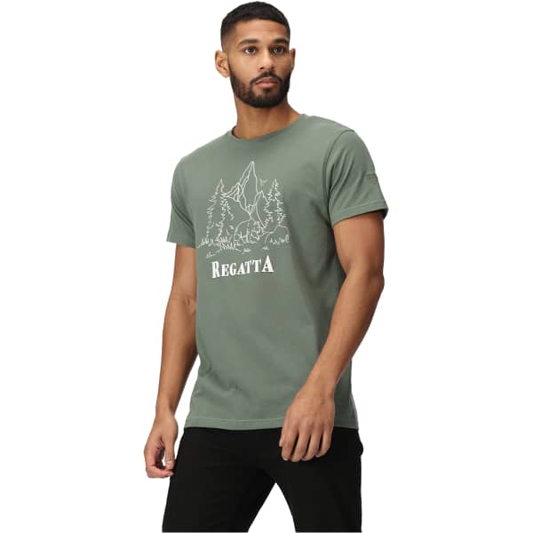 T-shirt REGATTA CLINE VII DARK FOREST GREEN MOUNTAIN SCENE