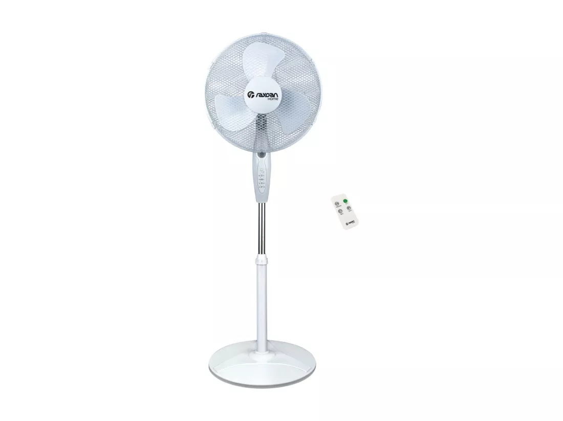 Ventilateur sur Pied Ø40cm 40W 3 Vitesses Neos Comfort Blanc avec Télécommande Thinia Home