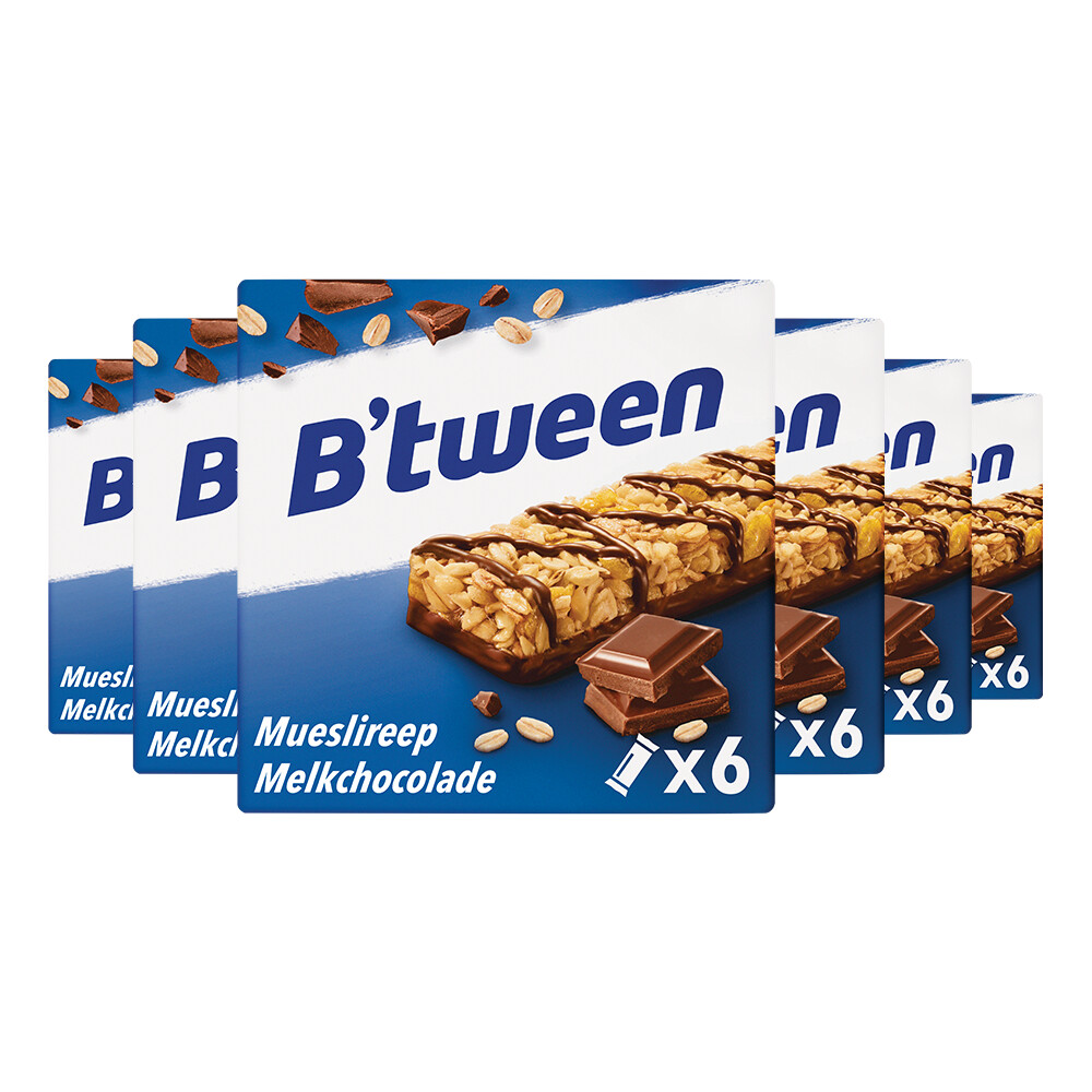 6x Hero B'tween Mueslireep Melkchocolade6x25 gr