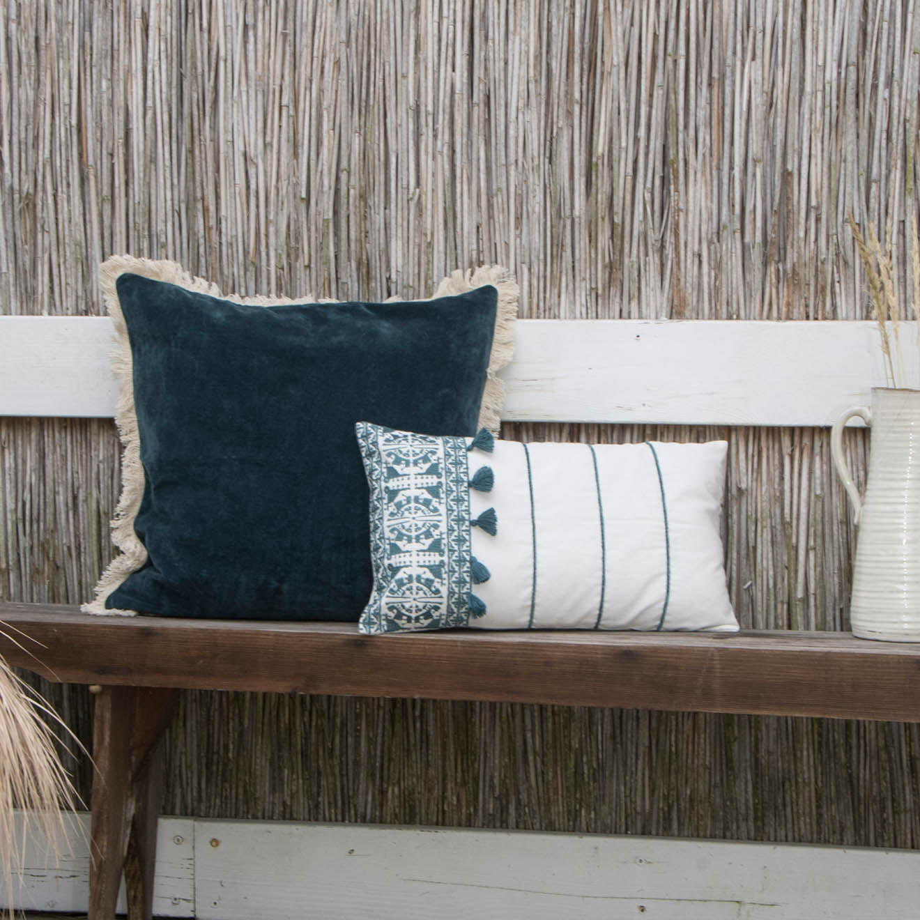 Febronie Housse de coussin Neo-Berbère bleue - 50x30 cm