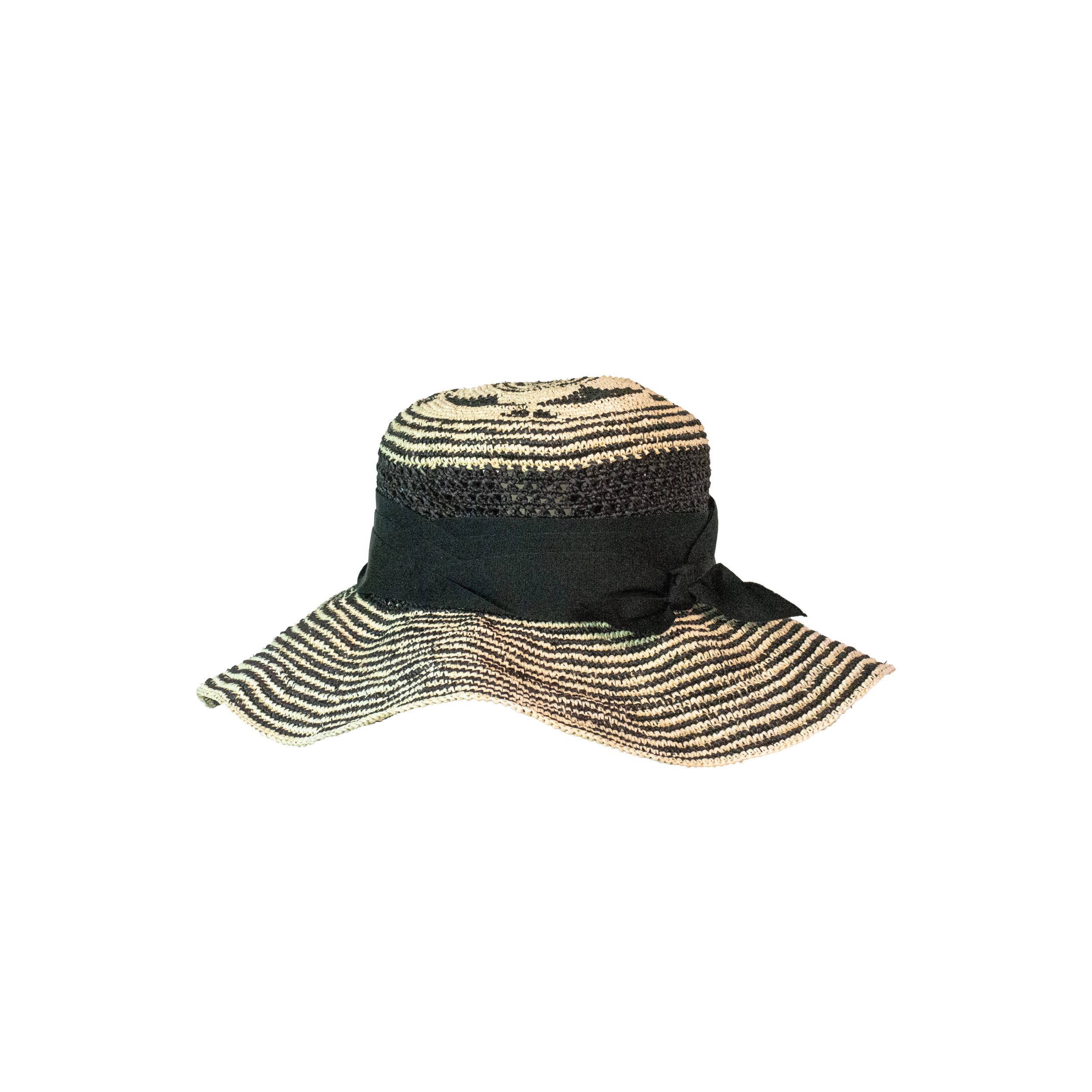 Chapeau bicolore au crochet à long bord