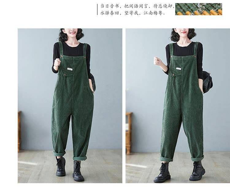 Lewwe - Corduroy Loose Fit Jumpsuit