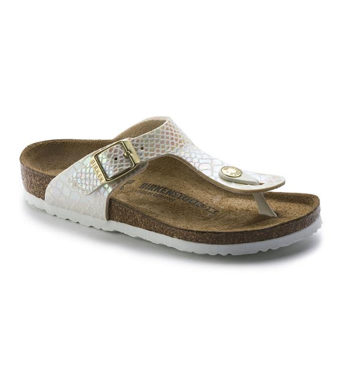 Birkenstock Gizeh Kids BS shiny snake cream