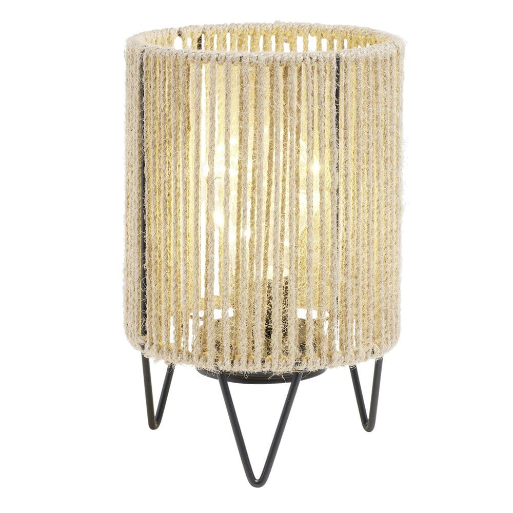 Lampe à poser corde naturelle pieds métal noir Ø13xH21cm