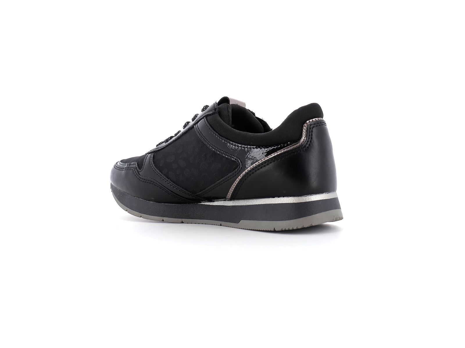 Tamaris-23603 Matières combinées Noir Argent