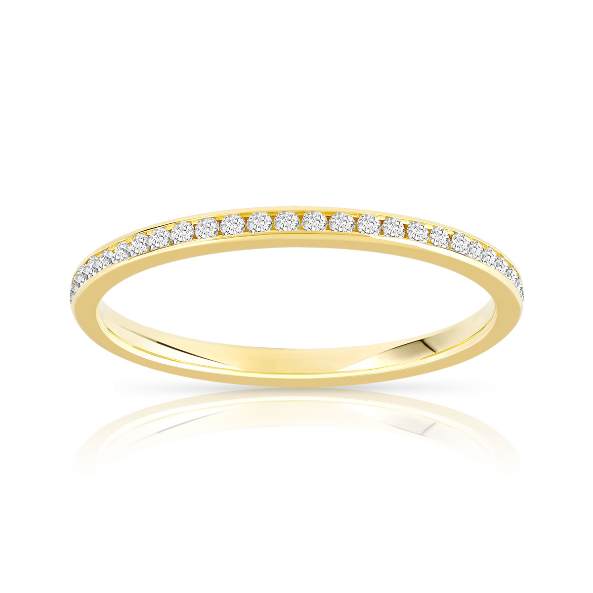 Alliance demi-t or 750 jaune diamants synthétiques 0.15 carat
