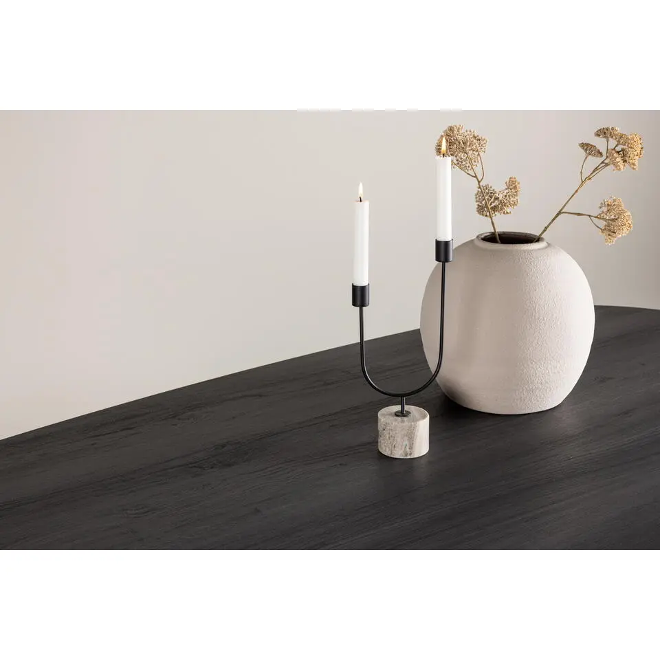 Eettafel Ovaal Zwart 220cm - Fineer - 6-8 Personen - Tafel Grönvik