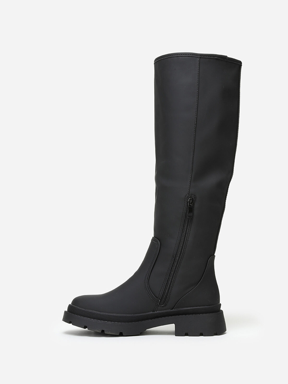 Bottes mates à plateforme crantée- Noir